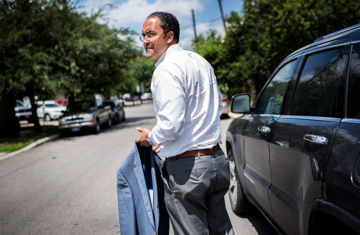 Rep. Will Hurd arrives at a business lunch, in San Antonio, Texas, on April 20, 2017.