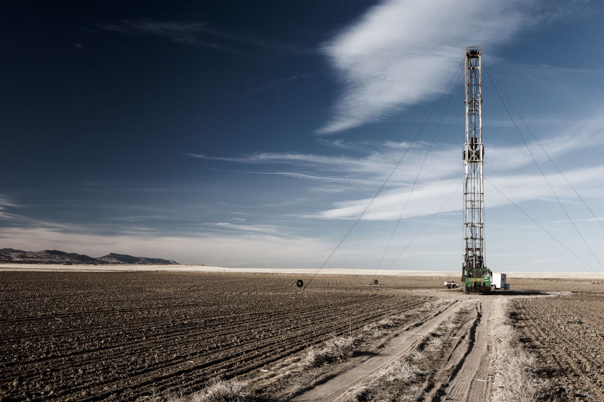 A fracking structure is seen in the desert