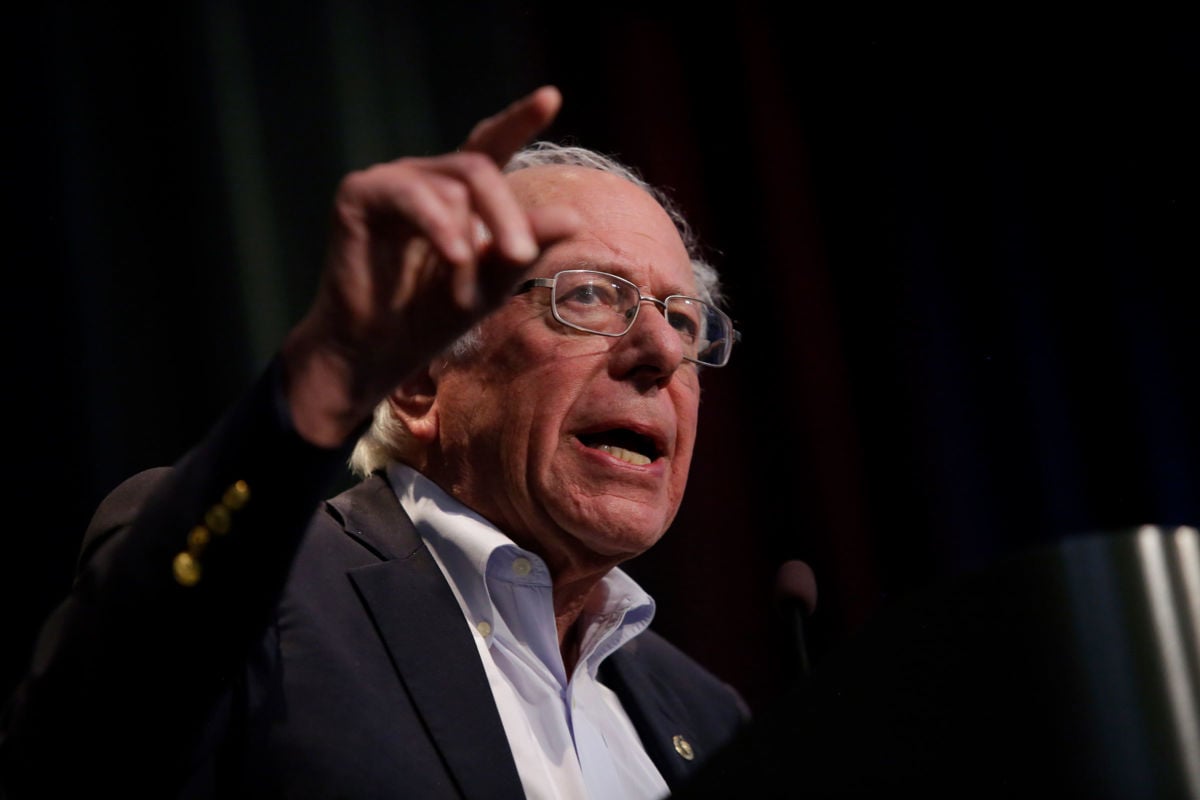 Sen. Bernie Sanders speaks at the Iowa Federation Labor Convention on August 21, 2019, in Altoona, Iowa.