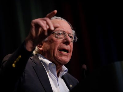 Sen. Bernie Sanders speaks at the Iowa Federation Labor Convention on August 21, 2019, in Altoona, Iowa.