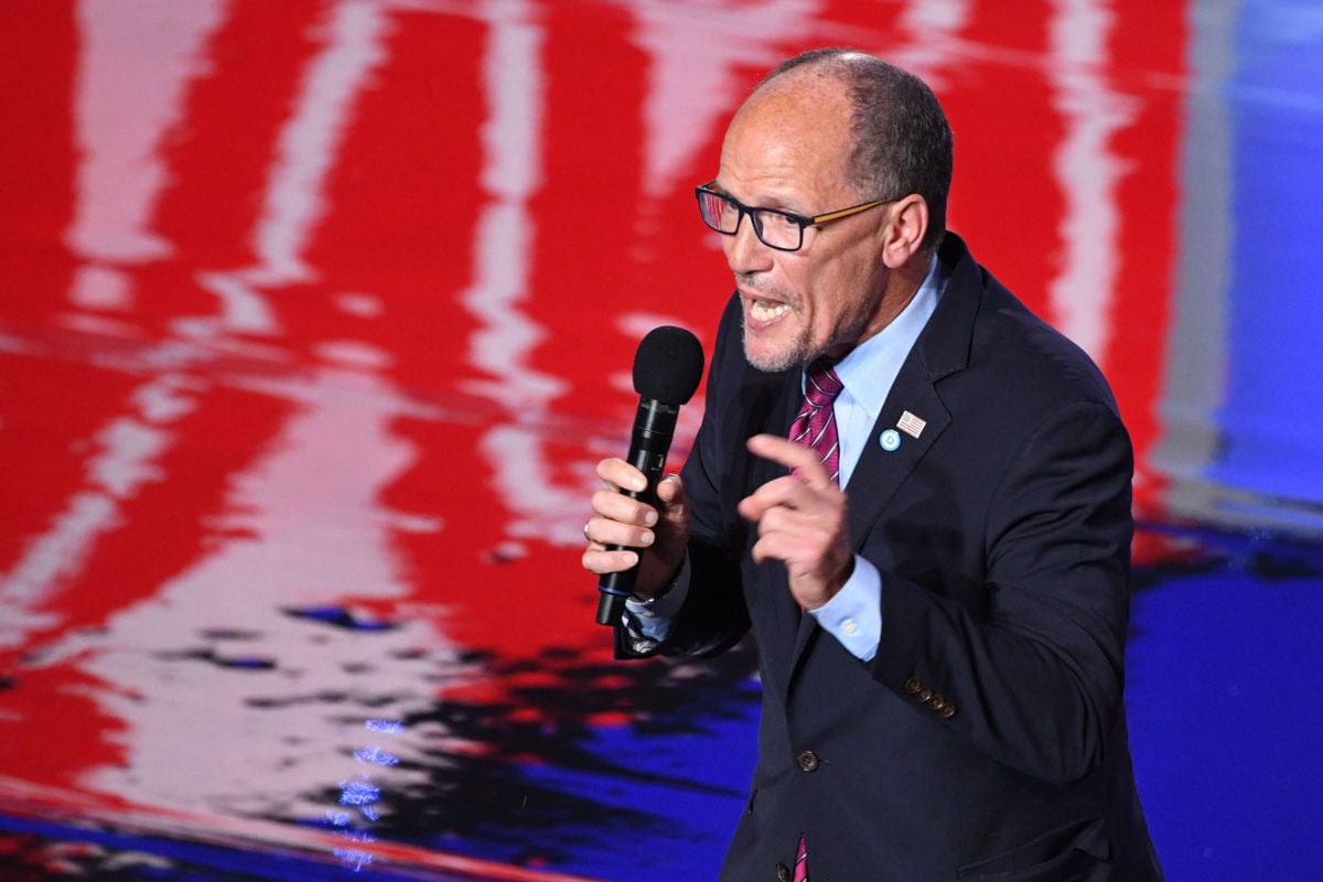 Chair of the Democratic National Committee, Tom Perez, speaks ahead of the second Democratic primary debate of the 2020 presidential campaign season at the Fox Theatre, in Detroit, Michigan, on July 31, 2019.