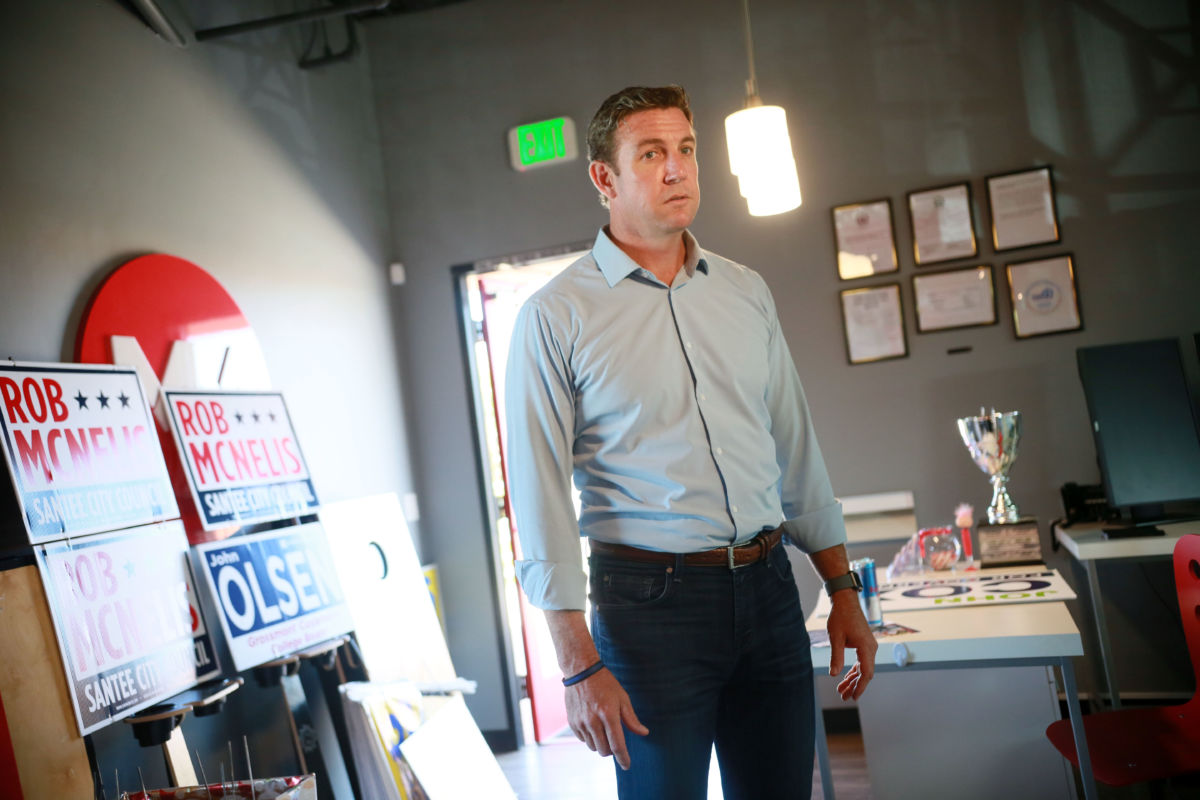 Rep. Duncan Hunter stands in a campaign office