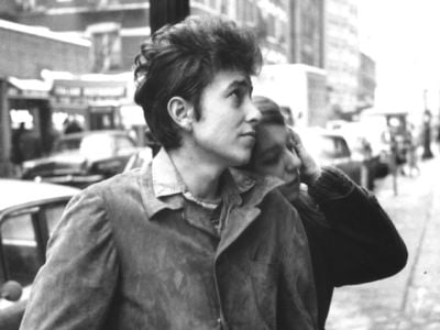 Bob Dylan walking with his then-girlfriend Suze Rotolo in September, 1961, in New York City, New York.