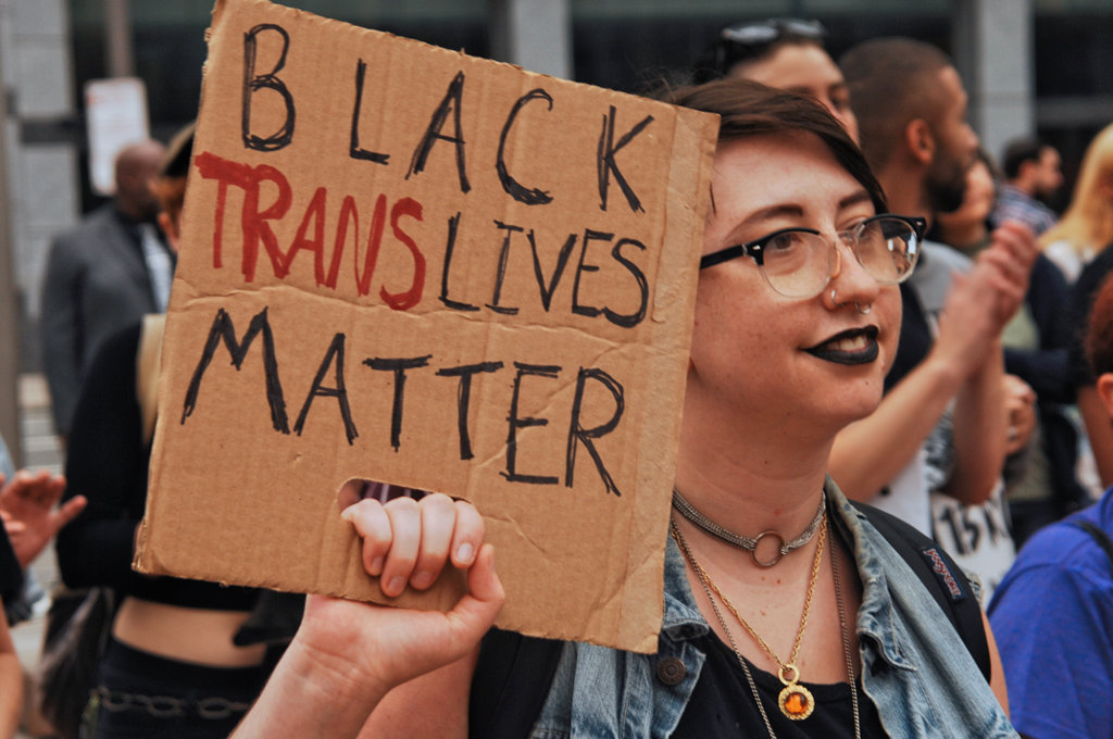 Philadelphia's Transgender community rallied in Love Park in Center City Philadelphia before marching through downtown to demand basic human and civil rights in Philadelphia, on October 6, 2018.
