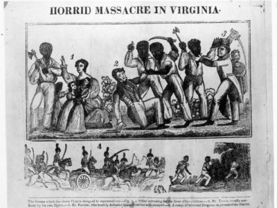 Slaves rebelling in Virginia during the revolt led by Nat Turner in 1831.