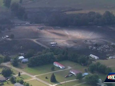 The site of the Kentucky gas pipeline explosion, which killed one person and injured at least five others.