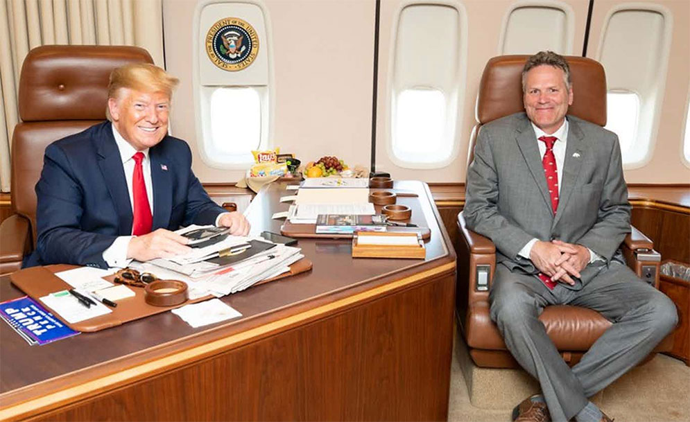 President Trump and Alaska Gov. Mike Dunleavy, pictured on Air Force One.