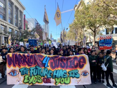 Urban Promise Academy students march through downtown San Francisco.