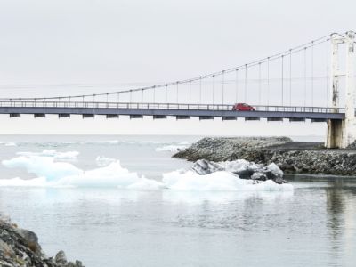 Ice melting in a bay