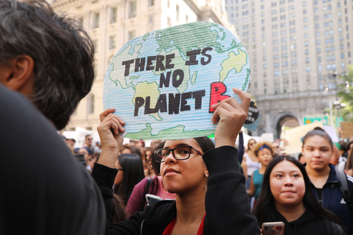 People march to demand action on the global climate crisis on September 20, 2019, in New York City.