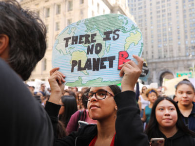 People march to demand action on the global climate crisis on September 20, 2019, in New York City.