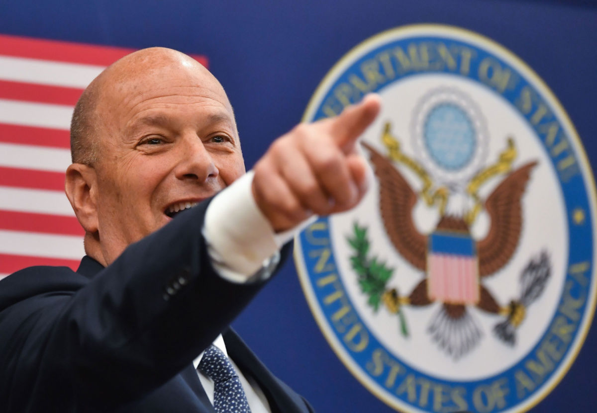 Gordon Sondland, the United States Ambassador to the European Union, addresses the media during a press conference at the U.S. Embassy to Romania in Bucharest, September 5, 2019.