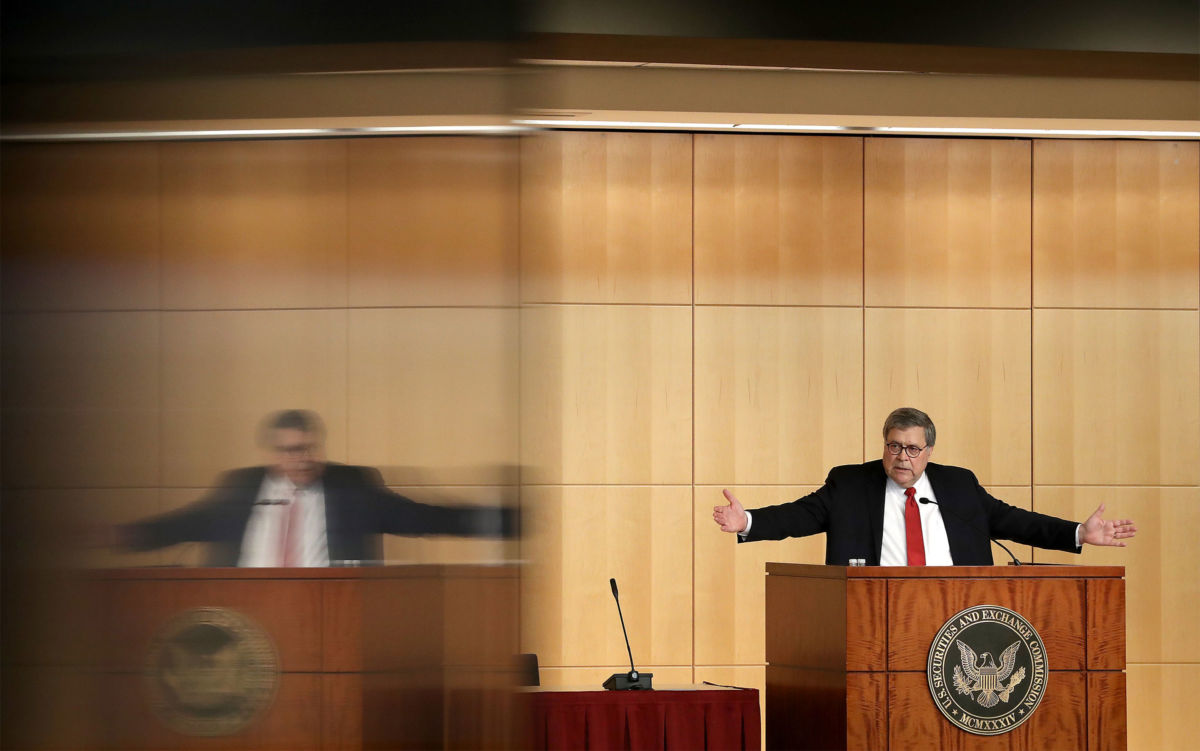 Attorney General William Barr delivers remarks during the Criminal Coordination Conference
