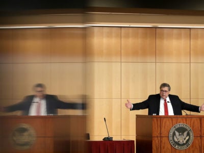 Attorney General William Barr delivers remarks during the Criminal Coordination Conference
