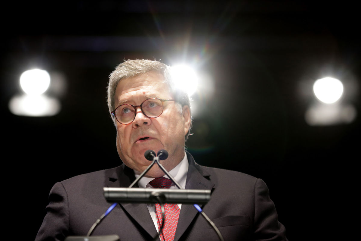 Attorney General William Barr delivers remarks during the National Police Week 31st Annual Candlelight Vigil on the National Mall May 13, 2019, in Washington, D.C.