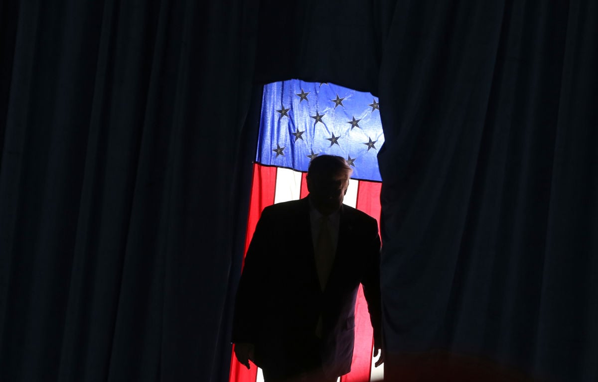 President Trump walks onstage during a campaign rally at Sudduth Coliseum on October 11, 2019, in Lake Charles, Louisiana.
