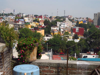 colorful homes dot a green countryside