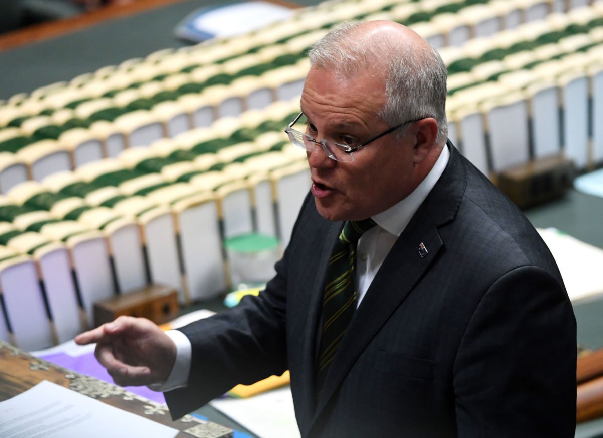 Australian Prime Minster Scott Morrison speaks in the House of Representatives at Parliament House on October 15, 2019, in Canberra, Australia.