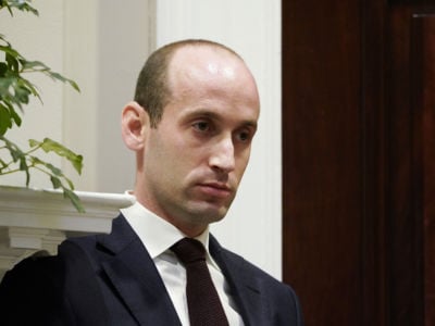 Senior Advisor to the president Stephen Miller is seen during a round table discussion with law enforcement officials in the Roosevelt Room of the White House on March 20, 2018.