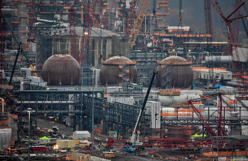 A close-up of Shell’s sprawling plastics plant under construction in Beaver County on November 7.