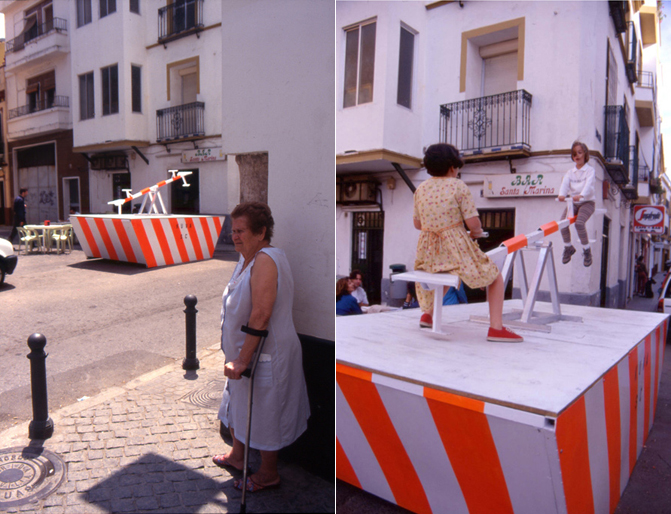 Santiago Cirugeda ‘alegally’ constructs a playground out of a dumpster in 1997 in Seville, Spain.
