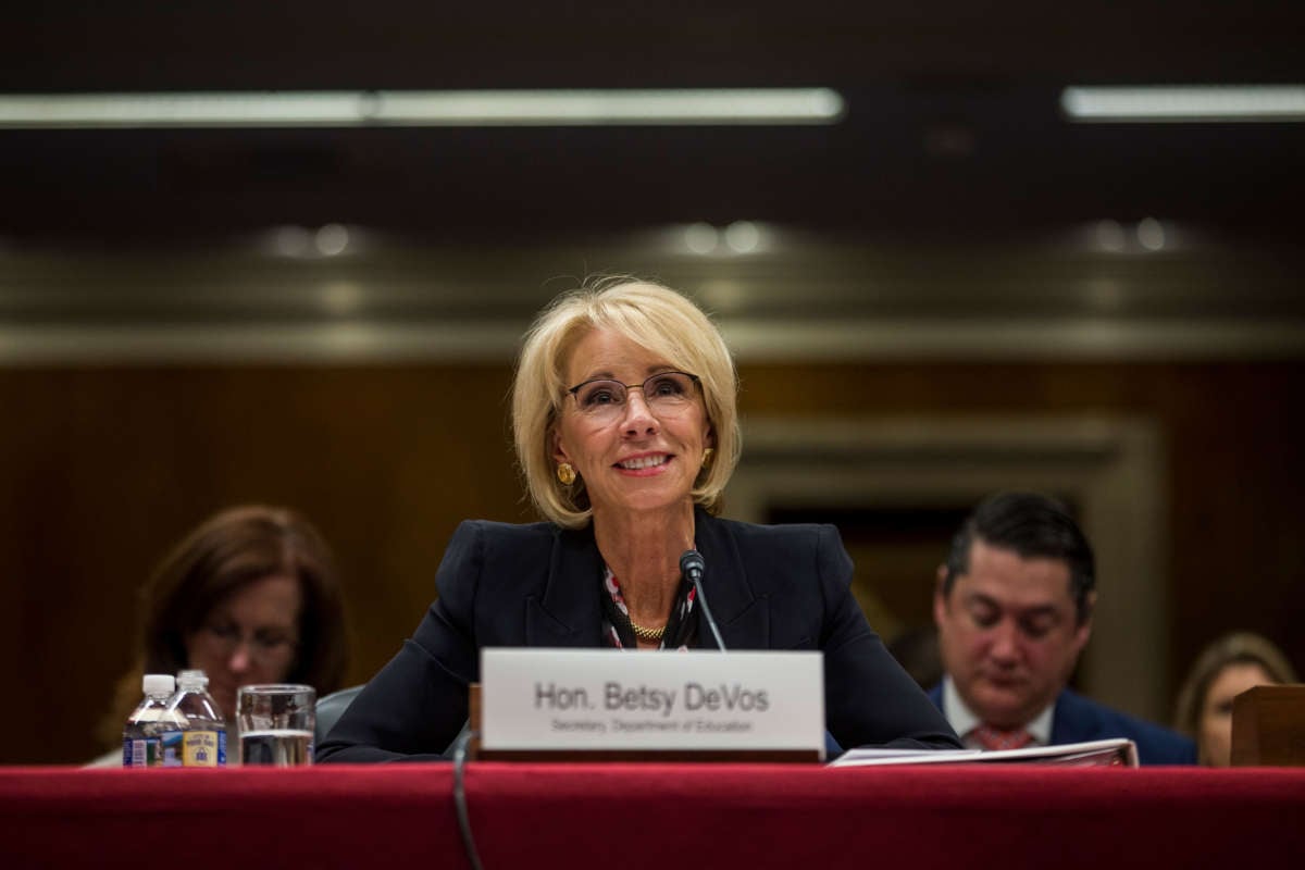 Secretary of Education Betsy DeVos testifies during a Senate Labor, Health and Human Services, Education and Related Agencies Subcommittee on March 28, 2019, in Washington, D.C.