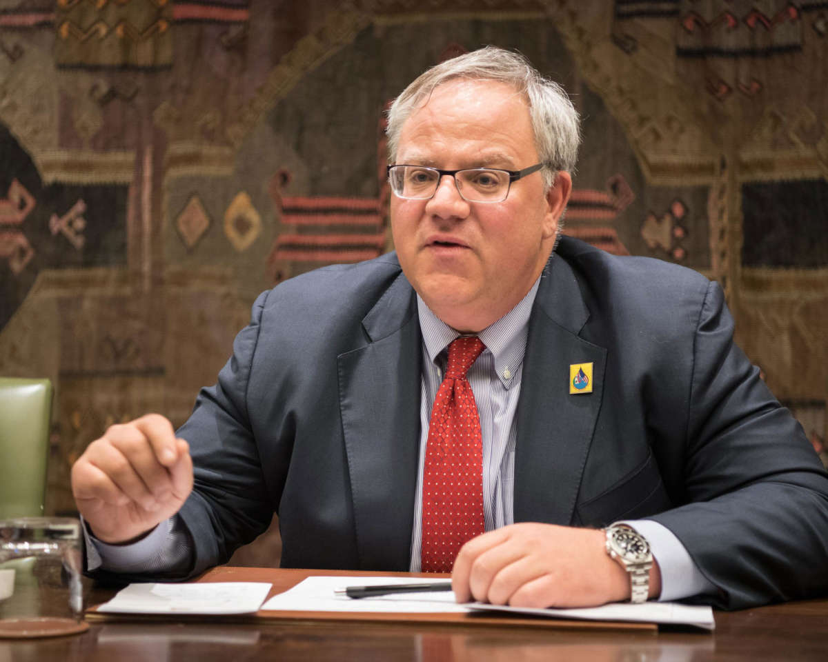 Interior Secretary David Bernhardt seen after the signing of a new Colorado River agreement in Santa Fe, New Mexico, September 27, 2017.