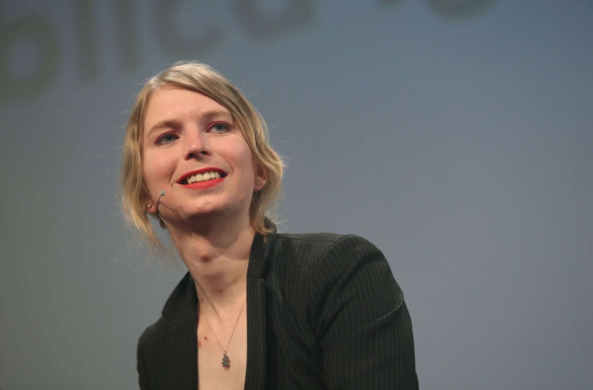 Whistleblower and activist Chelsea Manning speaks at the annual re:publica conferences on May 2, 2018, in Berlin, Germany.