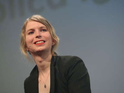 Whistleblower and activist Chelsea Manning speaks at the annual re:publica conferences on May 2, 2018, in Berlin, Germany.