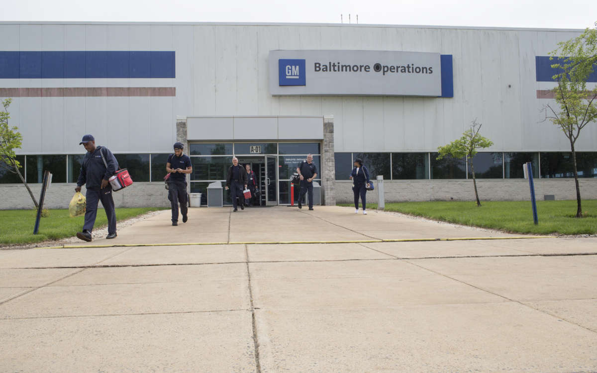 United Auto Workers union members leave the General Motors Baltimore Operations plant for one of the very last shift changes at the factory, which was scheduled to close the next day, May 3, 2019, in White Marsh, Maryland.