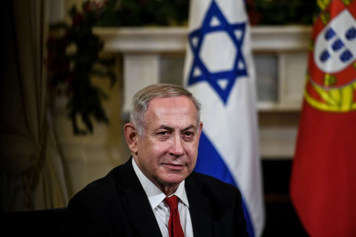 Israeli Prime Minister Benjamin Netanyahu attends a meeting with the Portuguese Prime Minister at the São Bento Palace in Lisbon on December 5, 2019.