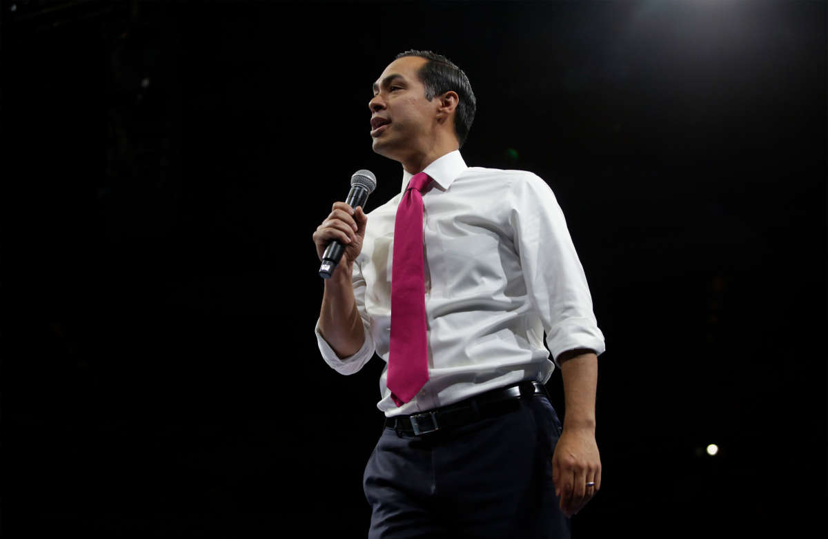 Former Secretary of Housing Julián Castro speaks during The Iowa Democratic Party Liberty & Justice Celebration on November 1, 2019, in Des Moines, Iowa.