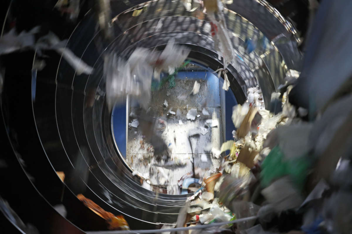 Household waste is sorted at a recycling plant in the village of Myachkovo near Kolomna, Russia, December 11, 2019.