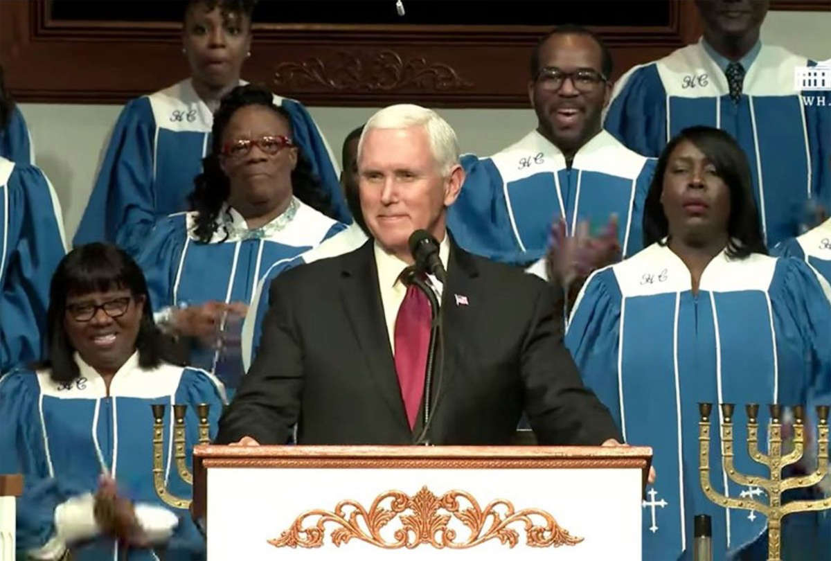 Vice President Pence delivers remarks at a church service at Holy City Church of God in Christ.