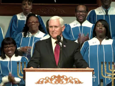 Vice President Pence delivers remarks at a church service at Holy City Church of God in Christ.