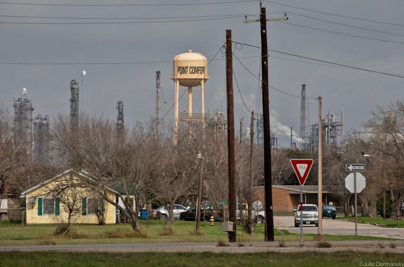 Formosa’s plastics plant dominating the landscape in Point Comfort, Texas.