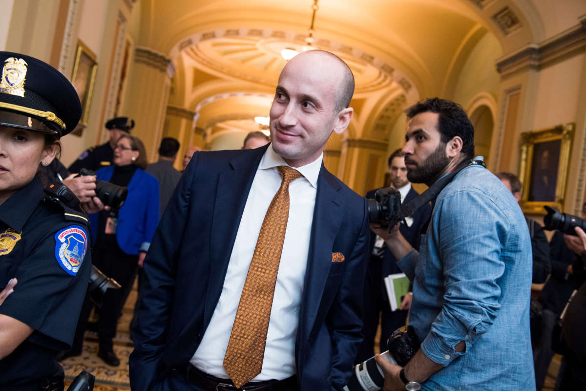 White House adviser Stephen Miller attends the Republican Senate policy luncheon on May 14, 2019.