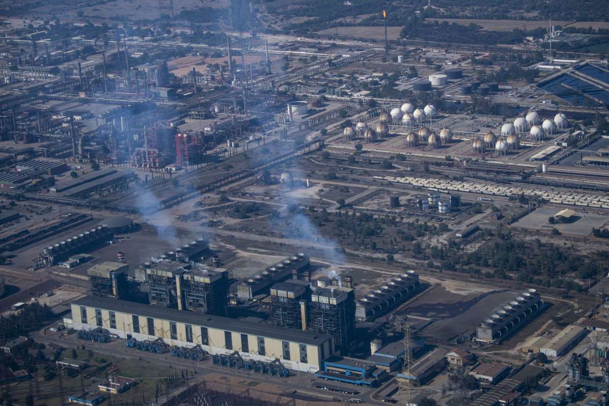 Aerial picture showing a Pemex oil complex in Tula, Hidalgo State, Mexico, taken on February 4, 2019.