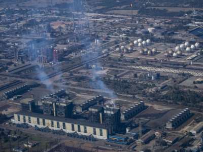 Aerial picture showing a Pemex oil complex in Tula, Hidalgo State, Mexico, taken on February 4, 2019.