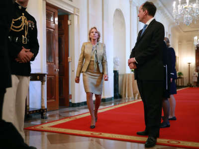 U.S. Secretary of Education Betsy DeVos arrives for the National Teacher of the Year award ceremony at the White House, May 2, 2018, in Washington, D.C.