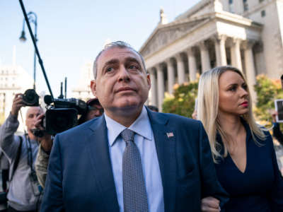 Lev Parnas arrives at federal court for an arraignment hearing on October 23, 2019, in New York City.