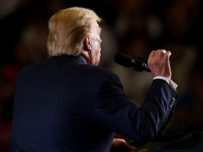 President Trump addresses a rally at the Wildwood Convention Center on January 28, 2020, in Wildwood, New Jersey.