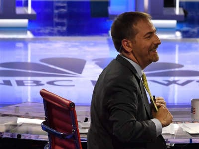 Moderator Chuck Todd seen during the first night of the Democratic presidential primary debate hosted by NBC News at the Adrienne Arsht Center for the Performing Arts in Miami, Florida, on June 26, 2019.