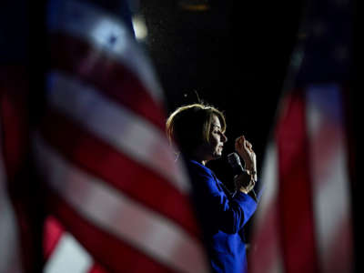 Sen. Amy Klobuchar speaks during an event at Dartmouth College on February 8, 2020, in Hanover, New Hampshire.