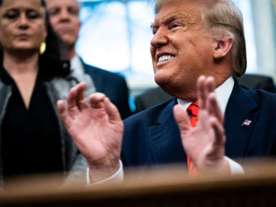 President Trump speaks during a signing ceremony in the Oval Office at the White House on February 11, 2020 in Washington, D.C.