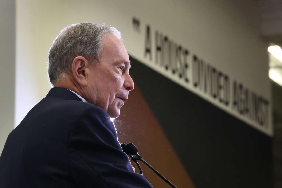 Former New York City Mayor Mike Bloomberg speaks during a campaign stop on January 26, 2020, in Miami, Florida.