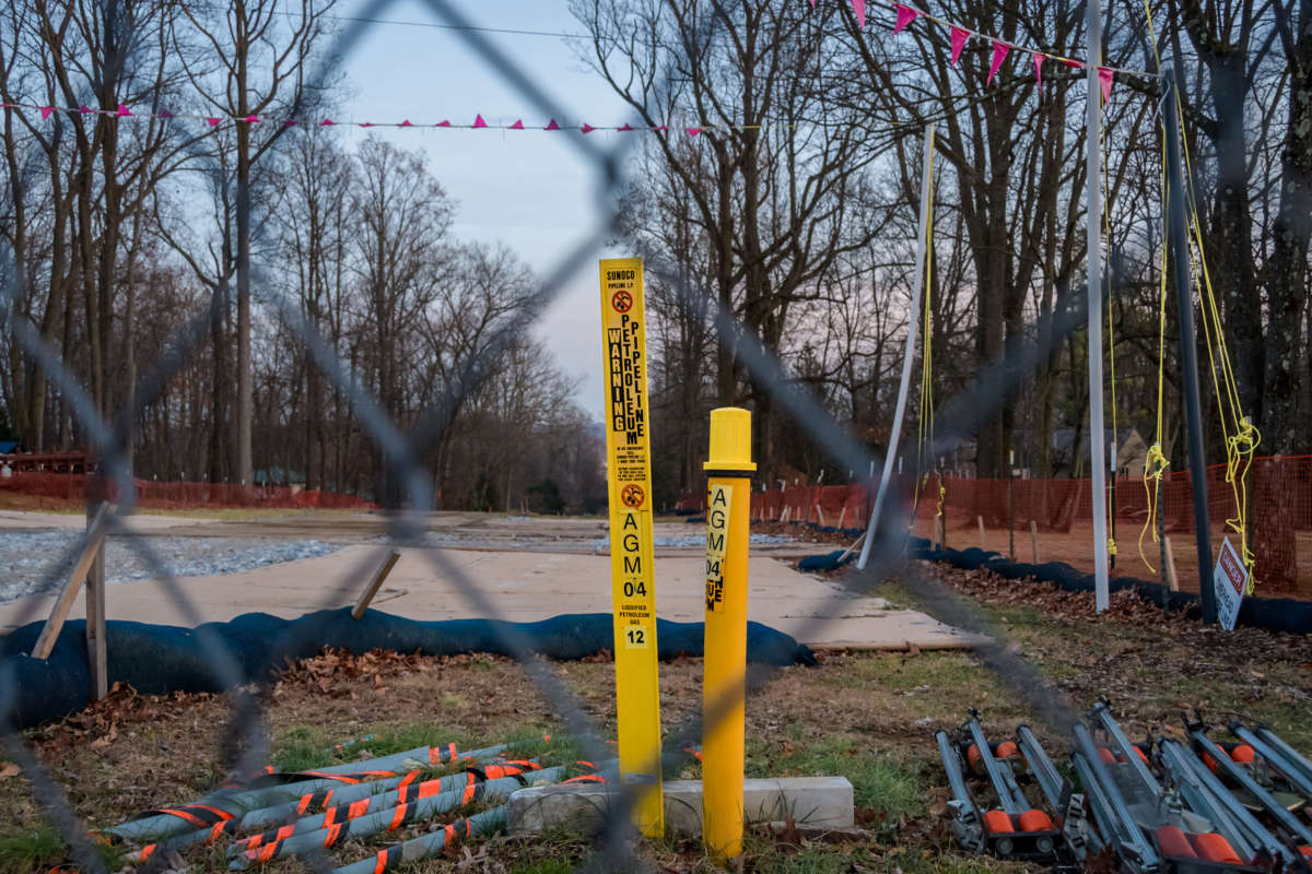 A section of the SUNOCO Mariner II East Pipeline construction in Exton, Pennsylvania, pictured December 23, 2019.