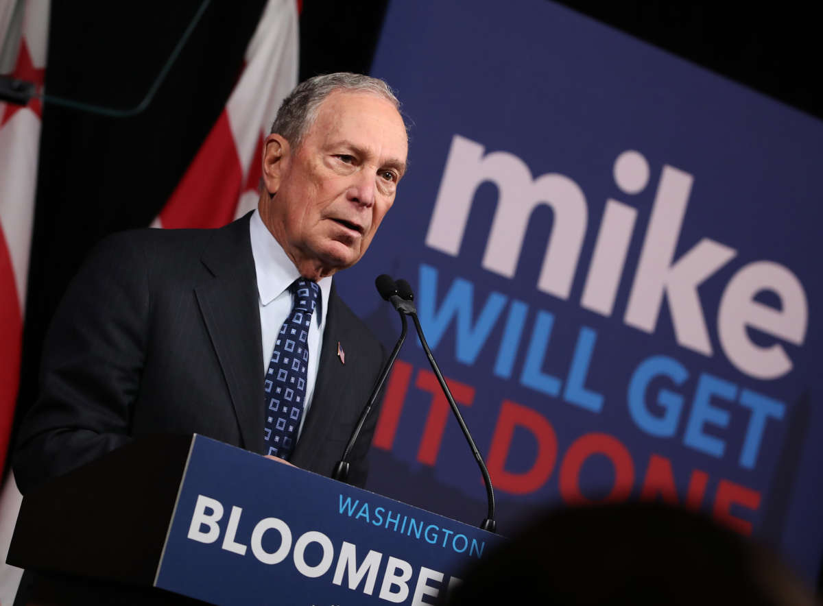 Democratic presidential candidate, former New York City Mayor Michael Bloomberg speaks at a campaign event on January 30, 2020, in Washington, D.C.