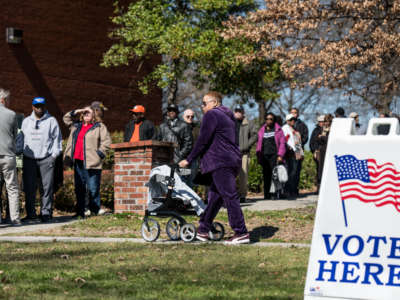 South Carolinians stand in line for early voting at the Richland County Election Commission February 27, 2020, in Columbia, South Carolina.