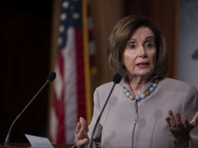 Speaker of the House Nancy Pelosi (D-CA) holds a press conference on President Trump's 2021 Budget Request on February 11, 2020, in Washington, D.C.
